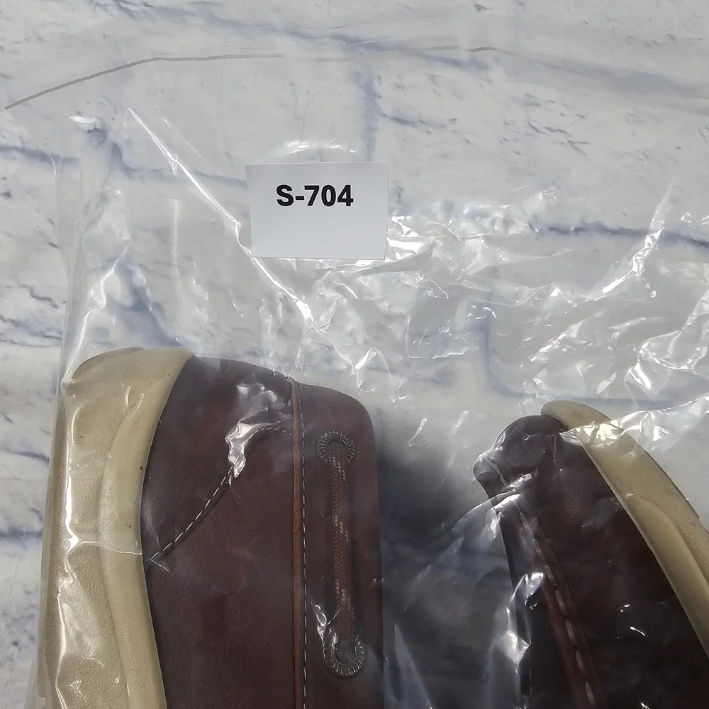 SAS Decksider Boat Shoes Mens 11 Brown Leather Lace Up Tripad Comfort USA